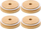 4 Pack 86mm Wide Mouth Bamboo Mason Jar Lids with Straw Hole Reusable Bamboo Caps Leak-Proof Glass Canning Drinking Storage Jars Lid