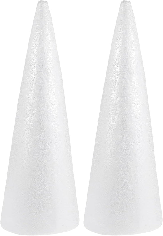2pcs Foam Cones Christmas Tree Cones for DIY Modeling Craft Floral Arranging Supplies (38x13.5cm)