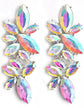 Iridescent Rhinestone Earrings for Prom, Sparkling Bridal Cluster Drop Dangle Stud Earrings, AB Crystal Pageant