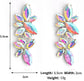 Iridescent Rhinestone Earrings for Prom, Sparkling Bridal Cluster Drop Dangle Stud Earrings, AB Crystal Pageant