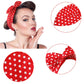Red and White Polka Dot Bandana Headband Vintage Wire Hairband with Bow Wide Headbands Retro 50s Hair Accessories for Women Girls