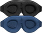 2 Pack 100% Blackout Sleep Masks Most Comfortable Contoured Eye Cups and Nose Covering for Women Men, 3D Pillow Eye Masks 0 Pressure on Eyelids & Eyelashes(Black&Navy)