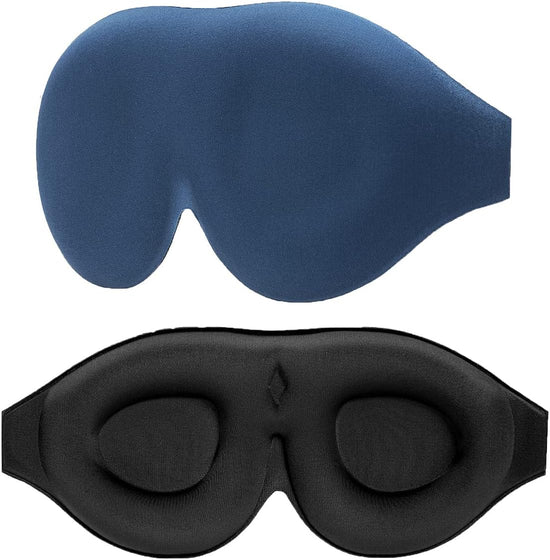 2 Pack 100% Blackout Sleep Masks Most Comfortable Contoured Eye Cups and Nose Covering for Women Men, 3D Pillow Eye Masks 0 Pressure on Eyelids & Eyelashes(Black&Navy)