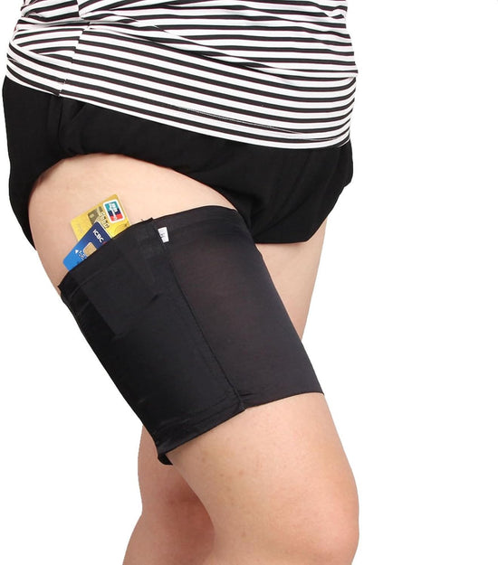 Thigh Sock Strap,Anti-Slip Phone and Credit Card Holder - Thicken Women Thigh Garter Purse for Phone Security