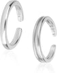 2pcs Sterling Silver Open Toe Rings, 2 Styles Adjustable Silver Toe Rings Simple Design Summer Beach Foot Jewelry Non Tarnish Foot Jewelry for Women