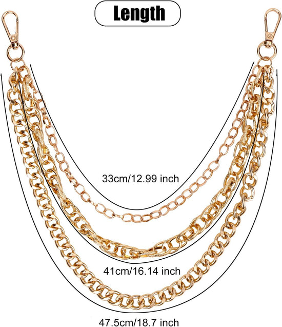 Hip Hop Punk Jeans Chain, Gold Pocket Pants Trousers Wallet Chain for Men Women Key Chain Goth Unisex Accessory