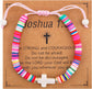 Cross Bracelet for Girls, Colorful Polymer Clay Christian Jesus Religious Confirmation Bracelet with Motivational Card First Holy Communion Gifts for Daughter Sister Teenage Girls