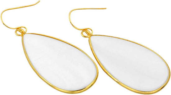 Natural Stone Ear Hook Women Earrings - Fashion White Shell Long Drop Earrings Hook Up Classic Ins Style Personalized Jewelry for Mother&