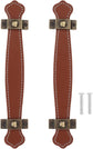 2pcs Vintage Replacement trunk handles leather cabinet handles drawer leather handle Luggage Handle Strap, Brown, Size 2, (632TO04N4SLG6O33FGRH8M)