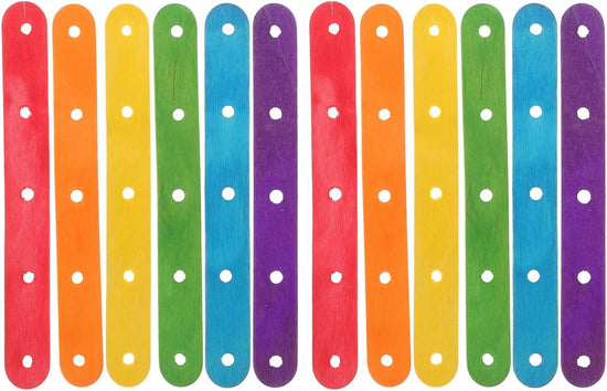 Wooden Lolly Sticks Craft Popsicle Sticks Craft Sticks Ice Cream Sticks with Holes DIY Crafts 50PCS (Colorful)
