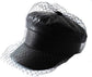 Spring Summer Octagol Cap Women Solid Black PU Lace Veil Newsboy Caps Fashion Beret Hats