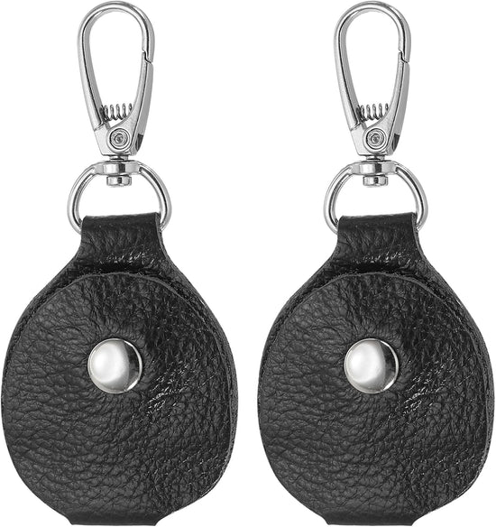 Leather Key Fob, Genuine Leather Keys Cover Portable Key Fob Air Tag Holder for Office Car Keys ID Key Cards