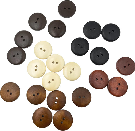 50pcs 25mm (1 inch) Wood Buttons Large Natural Wooden Buttons ZQMALL for Sewing Children Sweater Crafts Bulk Q2161