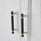 50PCS/Lot Solid Brass Cabinet Pulls Modern Gold with Black Knurled Textured Cabinet Handles Brass Pulls for Dresser Door Drawer Cabinet Hardware (128mm(96mm Hole Centers))