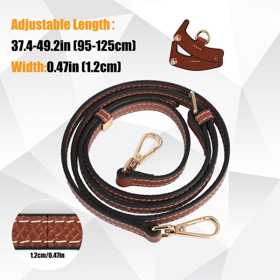 Leather Purse Straps Replacement, Genuine Leather Shoulder Strap with Punch-Free Adapter Adjustable Replacement Strap for Handbag Crossbody Bag Purse for Mini Le PLIAGE (Brown)
