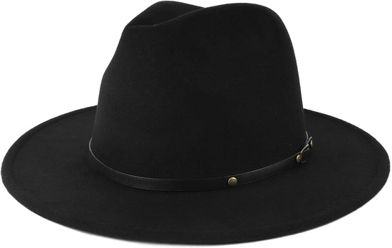 2XL/XL/L Felt Fedora Hats,M/S/XS Wide Brim Dress Hat,Plus Size Warm Panama Hat,Large Brim Jazz Hat for Women Men