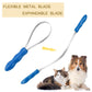 Dual-Sided Shedding Blade Dogs Hair Brush - Stainless Steel Grooming Horse Tool with No-slip Grip - Fine Teeth for Long, Short