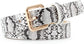 Women Fashion Snakeskin Print PU Leather Dress & Jeans Waist Belt for Girls and Ladies Gold Color Pin Buckle