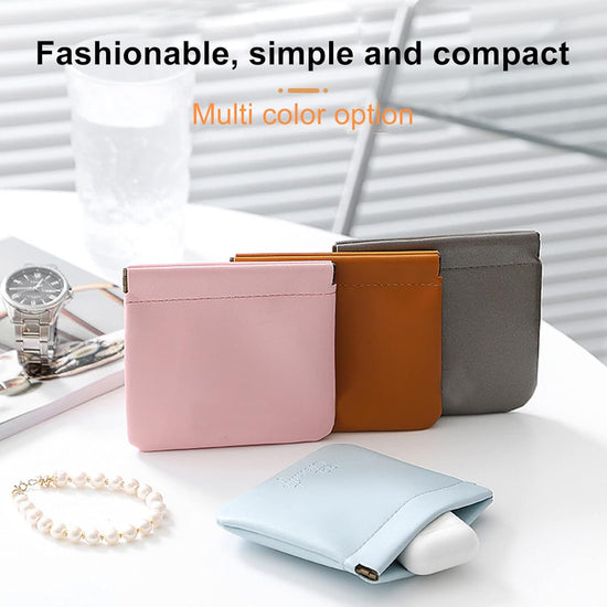 5PC Lambskin Pocket Cosmetic Bag Makeup Pouch for Women Mini Makeup Bag Travel Storage -Waterproof Portable Squeeze Top Self-closing