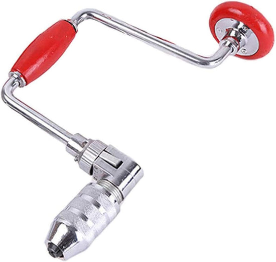 Swing Bit Brace with 4 Jaw Chuck, Hand Drill Manual Hand Crank Drill with A Bit,Carpenters Brace for Wood Plastic Acrylic, Woodworking Hole Punch Tool,10inch