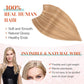 Halo Hair Extensions Real Human Hair 16 Inch Halo Extensions for Women 100% Human Hair Invisible Wire Hair Extensions Golden Brown Hightlights Bleach Blonde 