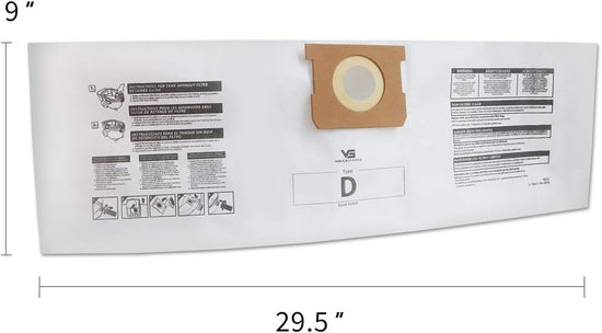 Type D Filter Bags for Shop-Vac Wet/Dry Vacuums, Pack of 20 Reliable Filter Bags, Part 