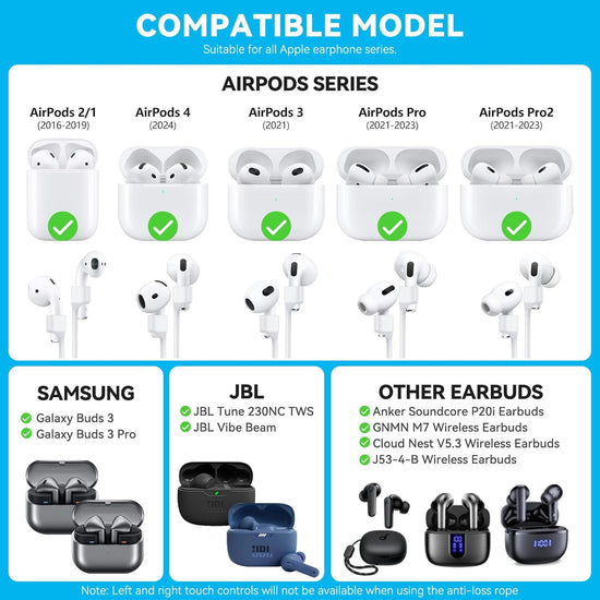 AirPod Strap with Magnetic,AirPod Lanyard Anti-Lost Cord for Sports Anti-Loss, AirPod Accessories Compatible with AirPods 4 Case 2024, AirPod Pro 2nd/1st, AirPod 3, AirPod 2/1- White 1 Pack