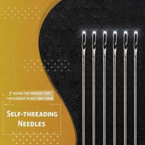 Self Threading Needles for Hand Sewing, Sewing Needles for Hand Sewing, Easy Side Threading Stitching Pins in 3 Sewing Machine Needles Sewing Notions, Easy to Thread Sewing Needles with 12 Needles