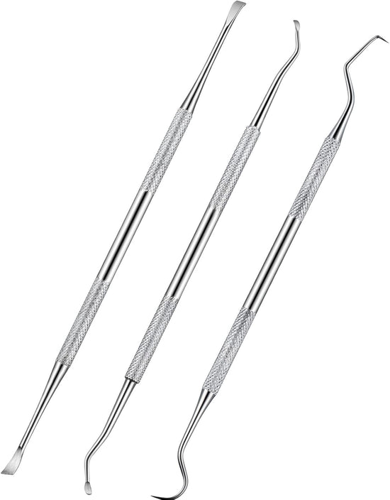 3 Pieces Dog Dental Tooth Scaler and Scraper Stainless Double Headed Tarter Removing Tool Scraper Pet Teeth Cleaning Tools for Dog and Cat (Silver)
