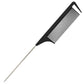 Hair Comb, Rat Tail Comb for Braiding Hair, Fine Tooth Hair Comb with Stainless Steel Pintail for Sectioning, Parting and Styling - Black