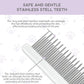 Detangling Pet Comb for Dog & Cat, Grooming Comb with Long & Short Stainless Steel Teeth, Safely Remove Knots & Tangles for Healthy Shiny Coat, Gentle Effective Detangling Tool for Pet Hair (Purple)