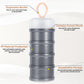 4PCS Protein Powder Container with Funnels Stand, 4 Stackable Non-Spill Protein Powder Dispenser On the Go Portable Leakproof Snack Storage Container for Travel Workout Fitness (Gray + White)