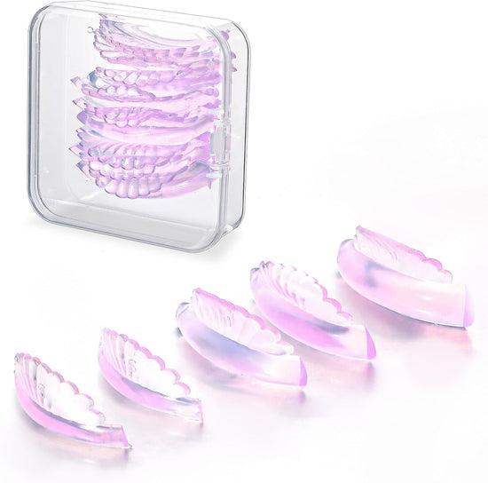 10 Pcs 5 Sizes Lash Lift Pads Self-Adhesive Super Soft Shell Pink Lash Perming Curler Shield Pads Reusable Professional Silicone Eyelash Curlers for All Eye Shapes Lash Lifting