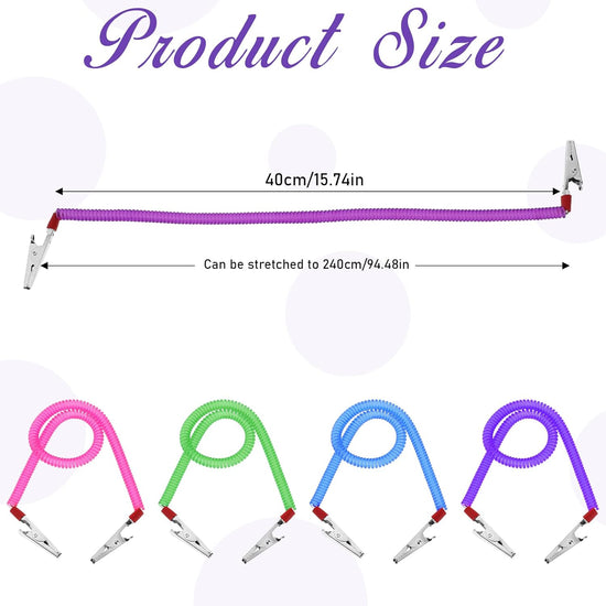 4Pcs Bib Holder Clip Dental Napkin Clip, Neck Chains with Metal Clips for Dental Clinic, Colorful Dentist Bib Holder Clip Napkin Dental Bib Clips for Bibs Face Cover Kids Adult and Elderly