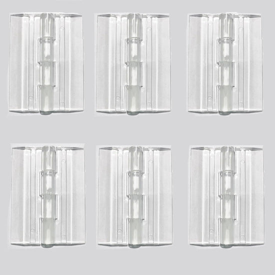 6 Pcs Acrylic Hinges Self Adhesive Clear Small Hinges Plastic Transparent Continuous Piano Hinge Folding Hinge Tools for Cabinet Drawer Furniture DIY Display Stand 45x35 mm
