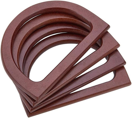 4pcs Wooden Bag Handle Replacement D Shape Purse Handles Handbag Purse Handle Purse Making Supplies for Handmade Beach Bag Crochet Handbags Straw Bag Purse Handles 3.3x4.7inch