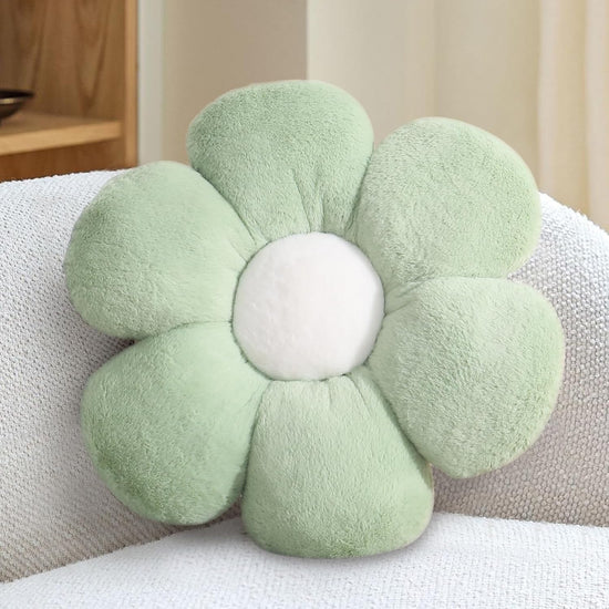 Green Flower Pillow-Daisy Pillows Decorative Throw Pillows,15.7In Cute Flower Shaped Pillow for Bed & Classroom, Fun Throw Pillows Floor Cushions for Home Sofa Chair Couch Decor