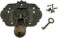 Antique Embossing Decorative Brass Hasp Clasp Latch Lock with Screws for Jewelry Box Ordinary Box Wooden Case Furniture Decoration (Bronze)