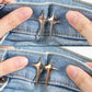 Jeans Button, 4 Sets Adjustable Star Button for Jeans, Detachable Decorative Waist Buckles, Perfect Fit Tighten Waist Adjustment Instant Button Pins for Pants - Silver