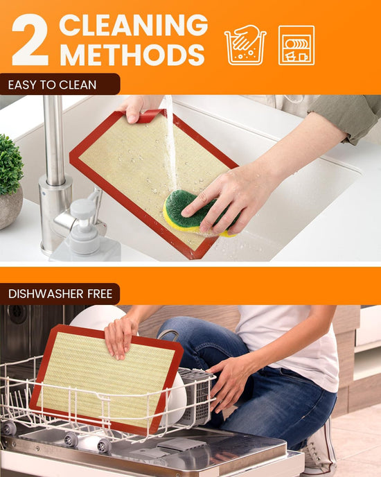 Silicone Mats, 2 Pack Nonstick Baking Sheet Liners, 26" x 11" Pastry Mat for Cookies, Candy, Bread & Pastry