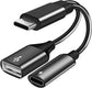 USB C OTG Adapter, 2 in 1 USB C Male to USB Female with 60W PD Charging Port Adapter Compatible with Galaxy S23 S22 Note 20, LG V40 V30, Google Pixel 6 XL,Google Chromecast with Google TV (Black)
