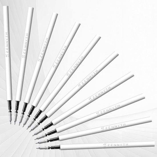 Gel Pen Refills 0.5 for Click pens with Spring, Quick Drying Ink Pen Refills Black Smooth Writing pens for Journaling (0.5 MM Fine Tip, Pack of 10)