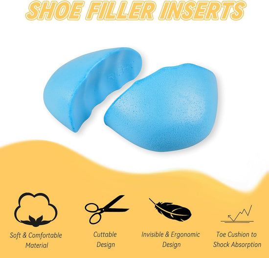 Shoe Filler for Too Big Shoes, Inserts to Make Shoe Smaller, Toe Filler Cushion Inserts for Loose Shoes, for Men and Women (L: one to Two Size Bigger)