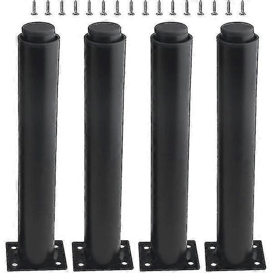 (25-42cm, black) Set of 4 strong adjustable metal furniture legs-YuJia