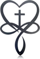 Metal Infinity Heart Cross Wall Decor, Unique Cross Decorative Wall Art, Heart And Love Sign Wall Plaques, Love Gift For Adult Home Wedding, Decor Room Bedroom Living Room Decoration（Black Iron Vein)
