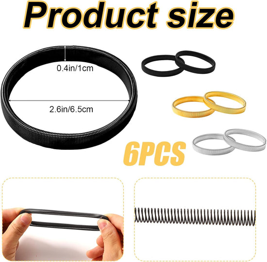 6pcs Sleeve Garters, Anti-Slip Shirt Sleeve Holder Stretchy Metal Arm Band Unisex Arm Strap to Hold up Sleeves Armbands for Women Men (Black, Gold, Silver)