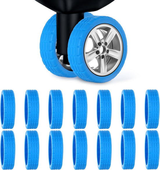 16pcs Luggage Wheel Covers, Portable Luggage Wheel Protector Covers Colorful Silicone Luggage Spinner Wheel Covers Luggage Wheel Accessories for Most 8 Caster Luggage (blue)