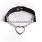 Black PU Leather Necklace with Heart