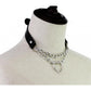 Black PU Leather Necklace with Heart