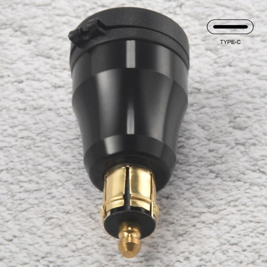 Motorcycle Waterproof Fast Charger with USB Type-C Port 12V/24V Qc3.0 Power Din Connector Black